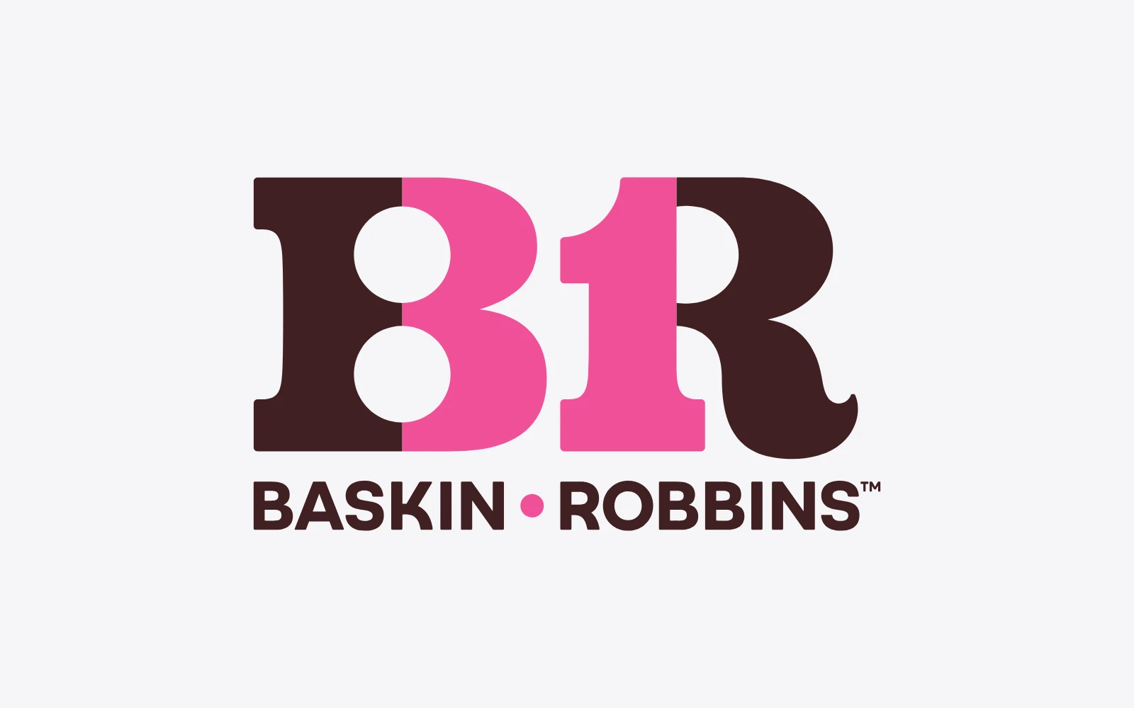 The Baskin-Robbins BR logo, with a pink 31 inside the brown letters