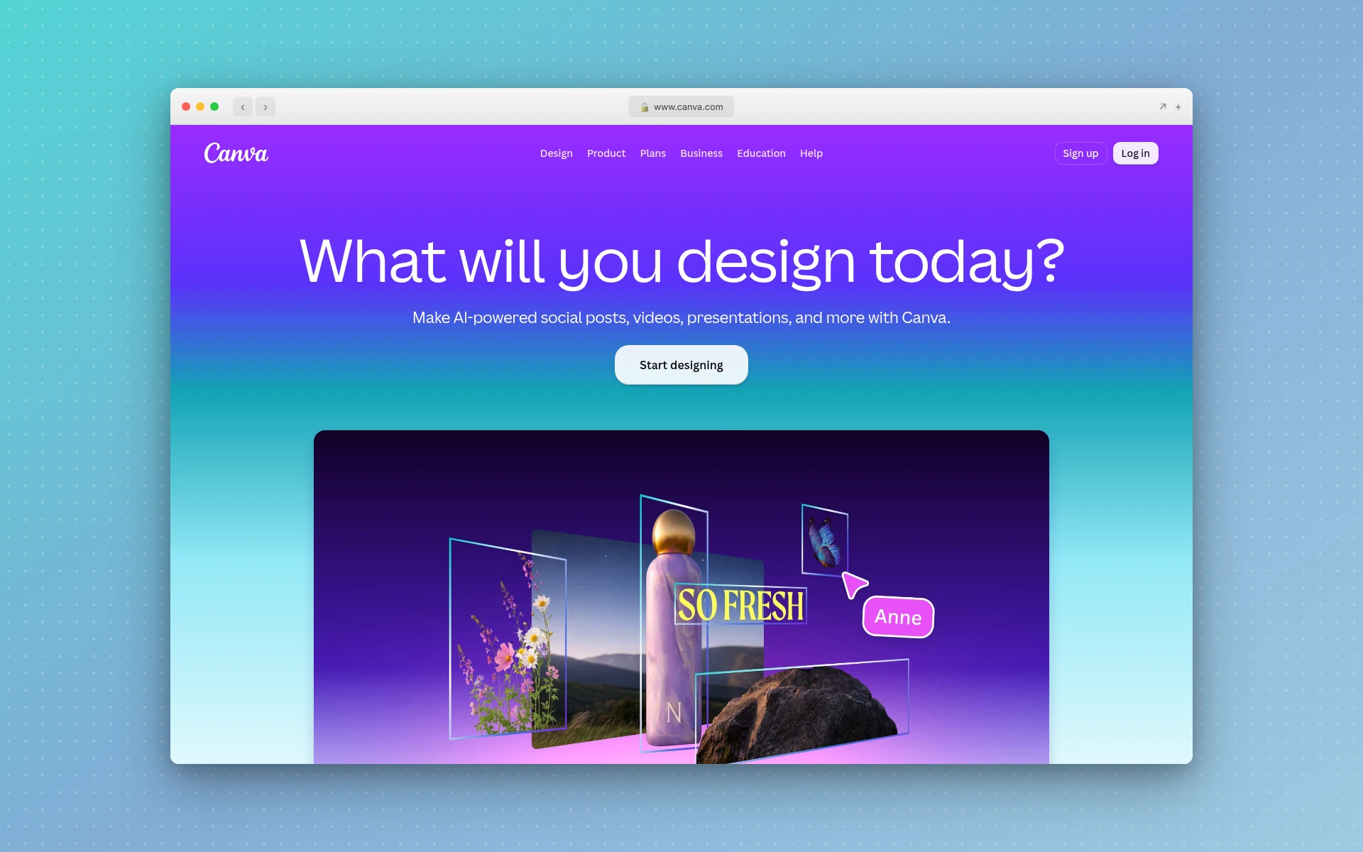 Canva homepage