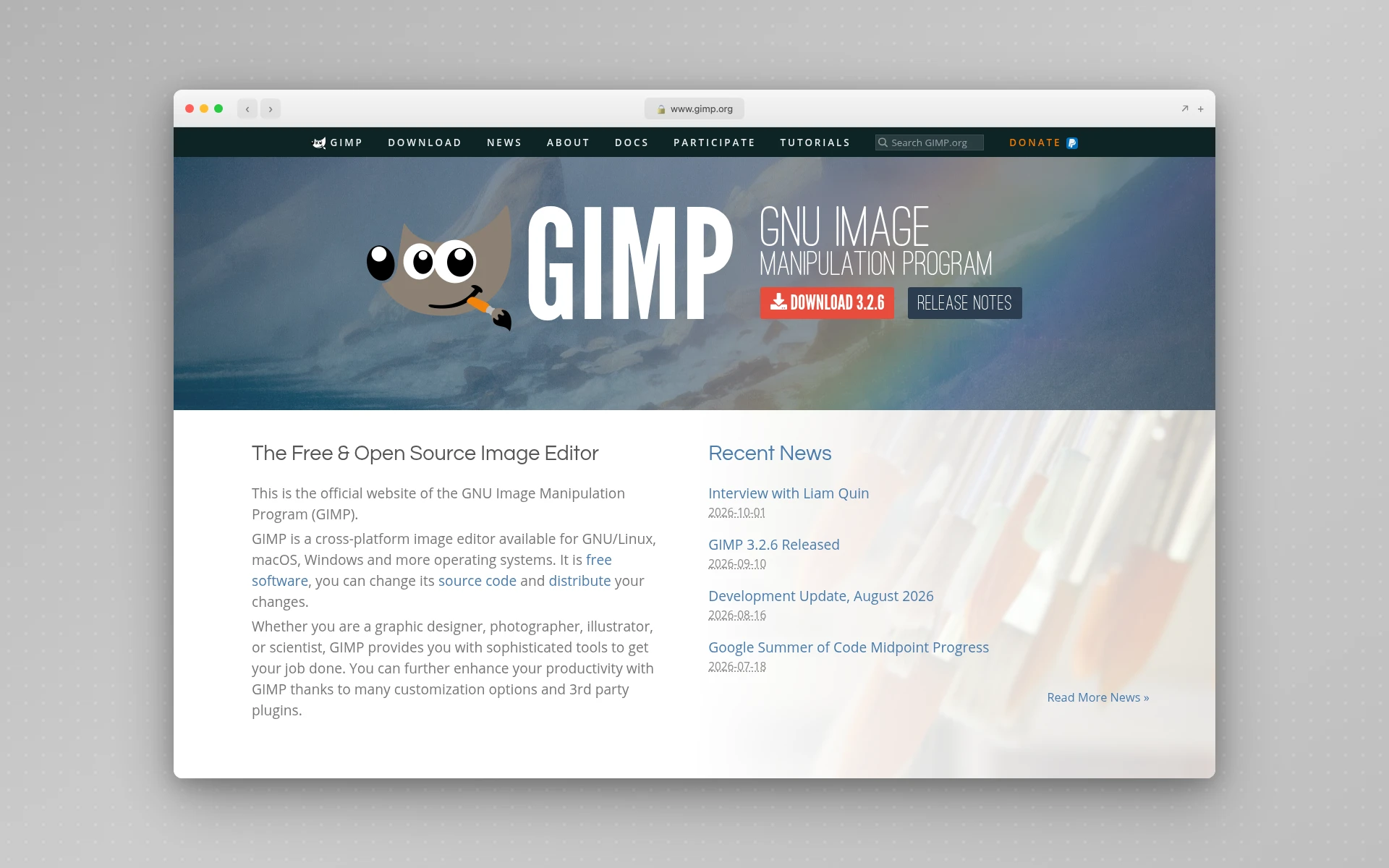 GIMP project homepage